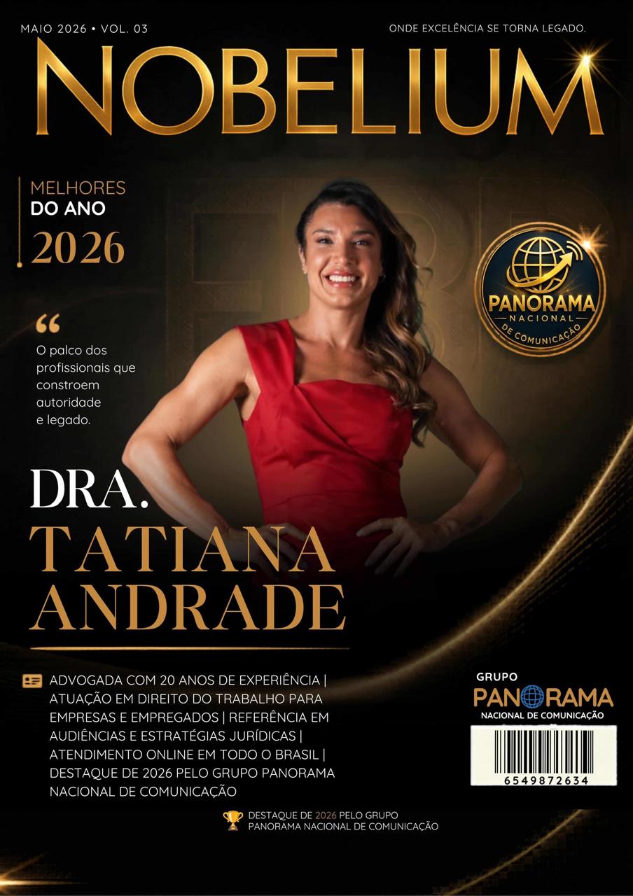Capa da Revista Nobelium, edição de maio de 2026, com Dra. Tatiana Andrade